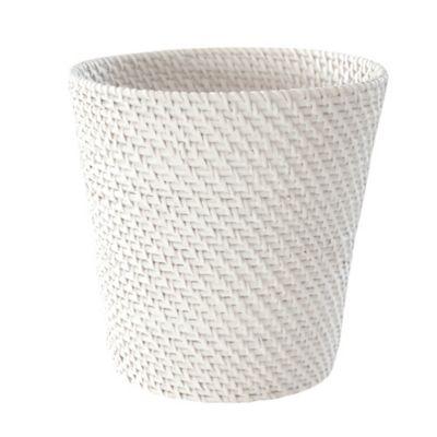 Caribbean White Rattan Wastebasket