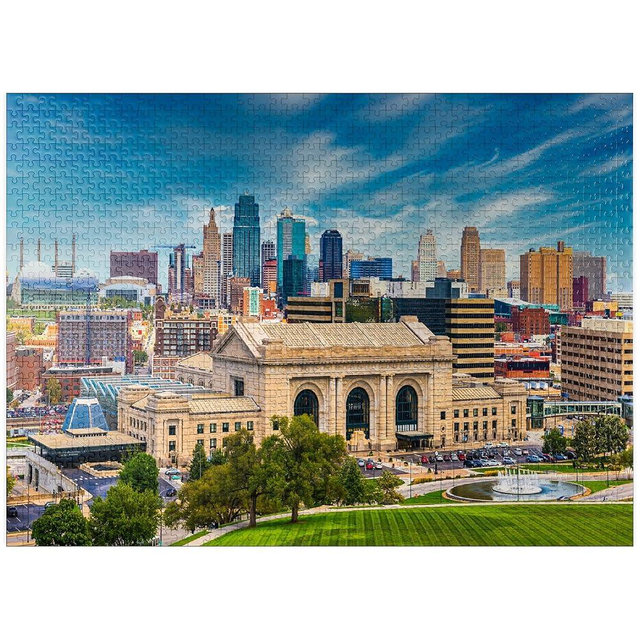 MyPuzzle Skyline of Kansas City, Missouri, USA - Premium 1000 Piece Jigsaw Puzzle for Adults