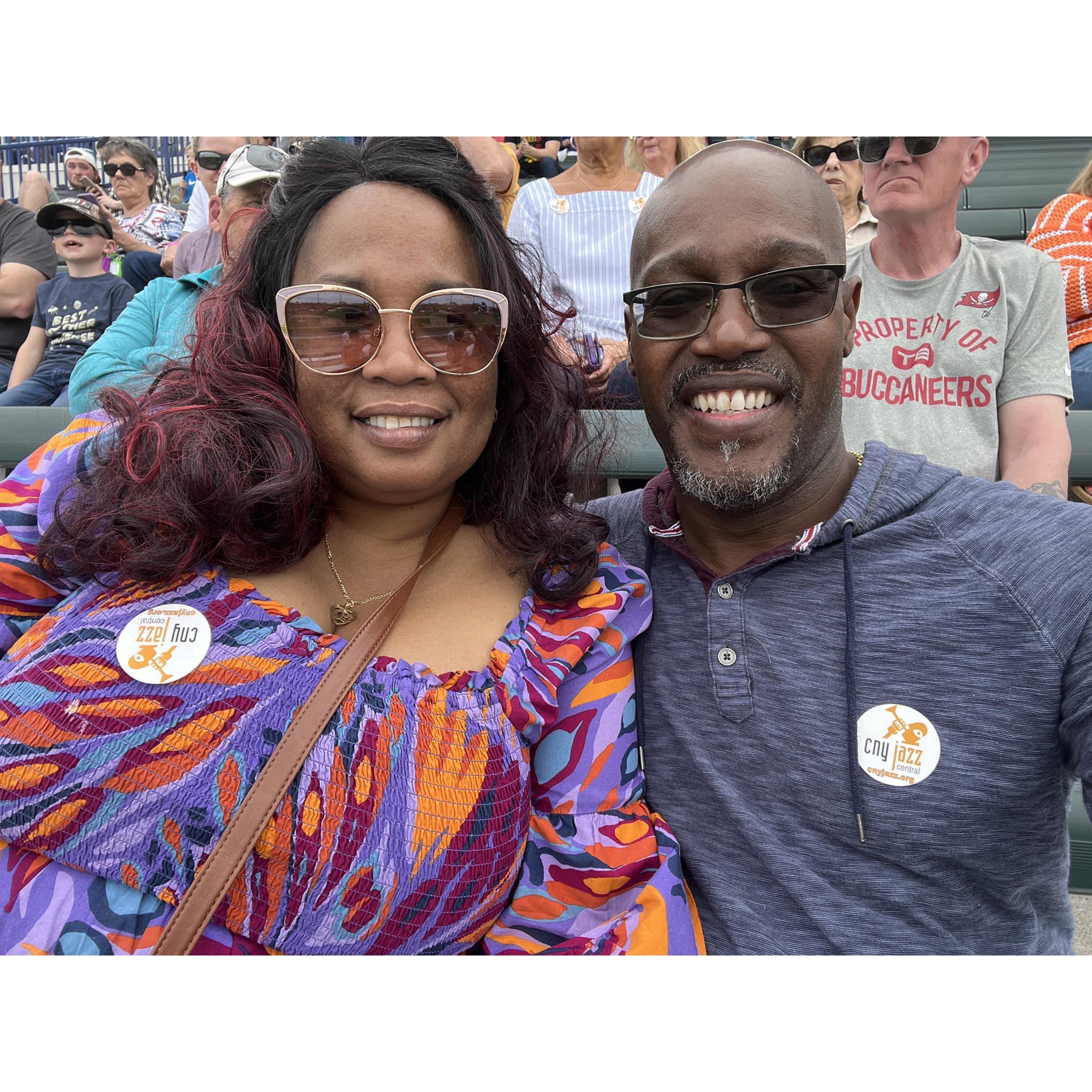 Enjoying the Syracuse Mets baseball game (also a fundraiser for CNY Jazz)