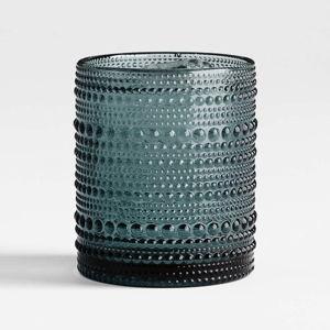 Alma Blue Vintage Double Old-Fashioned Glass + Reviews | Crate & Barrel