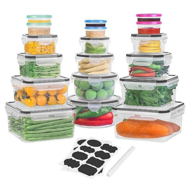 Fullstar Compact Vegetable Chopper and Storage Bins with Lids, Airtight  food storage containers for Kitchen & Pantry organization. Includes Marker