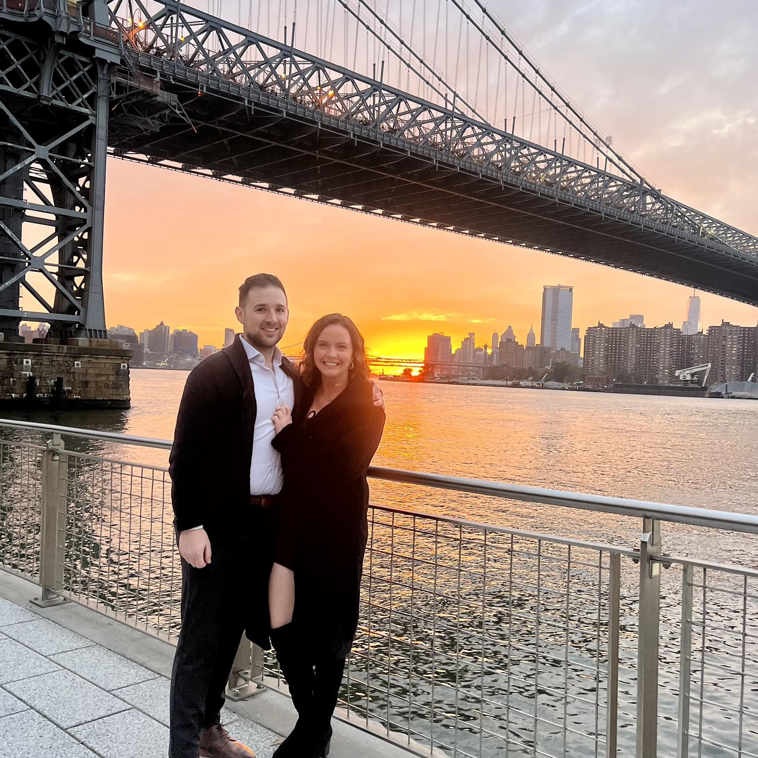 Williamsburg, NY - home to our first home together! Taken in front of the Williamsburg bridge, this night was an anniversary date night.
