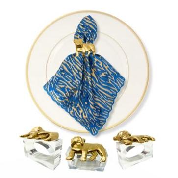 Bulldog Napkin Ring - Set of 4