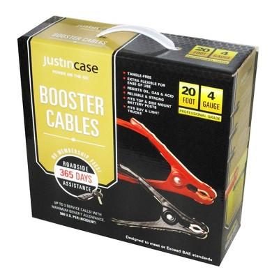 20ft 4"x11"x11" 4 Gauge Booster Cables Red - Justin Case