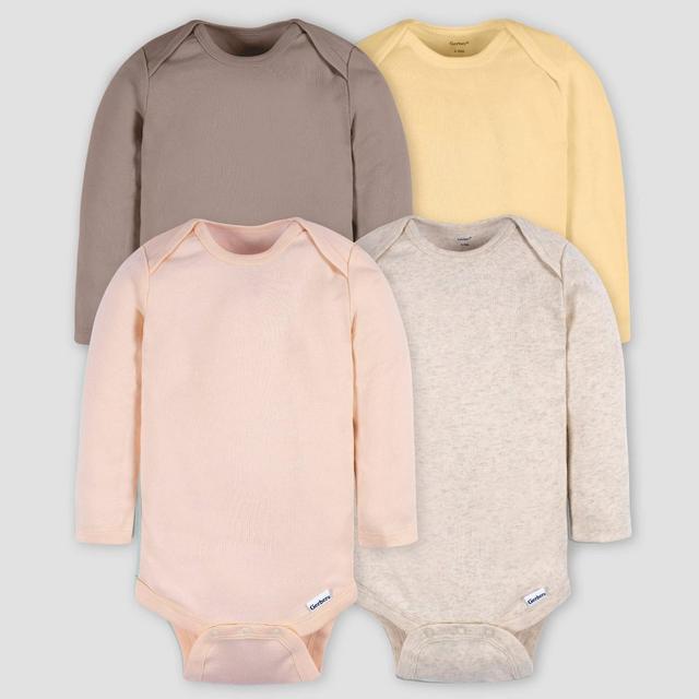 Gerber Baby 4pk Long Sleeve Onesies - Pink 3-6M