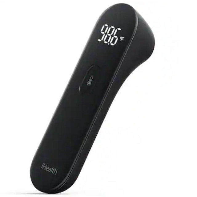 iHealth - No-Touch Forehead Thermometer for Adults, Kids, Babies, Quiet Vibration Feedback, Large LED Digits - Black