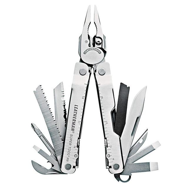 LEATHERMAN, Super Tool 300 Multitool with Premium Replaceable Wire Cutters and Saw, Stainless Steel with Nylon Sheath