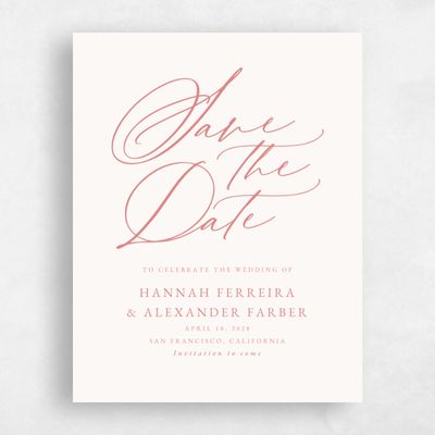 Pink Coral Wedding Save the Date - Kiruna Portrait