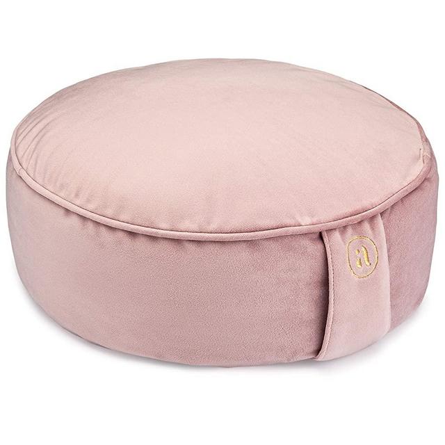 Buckwheat Meditation Cushion Round Zafu Yoga Pillow - Zafu Meditation Cushion Velvet with Zippered Organic Cotton Liner to Add or Remove Hulls | Machine Washable - Free Carry Bag