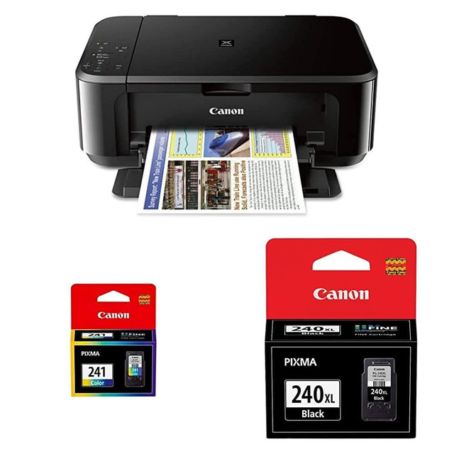 Canon Pixma MG3620 Wireless All-in-One Color Inkjet Printer with Mobile and Tablet Printing, Black & Canon CL-241 Color Ink Cartridge & Canon PG-240 XL Black Ink Catridge
