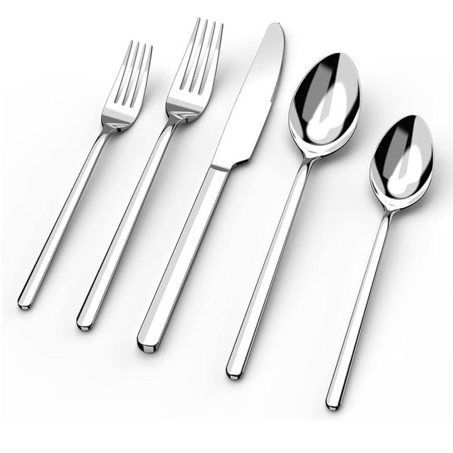 KINGSTONE 40 Piece Silverware Set, Flatware Set for 8, 18/10 Stainless Steel Cutlery Set Mirror Polished Modern Design Dishwasher Safe