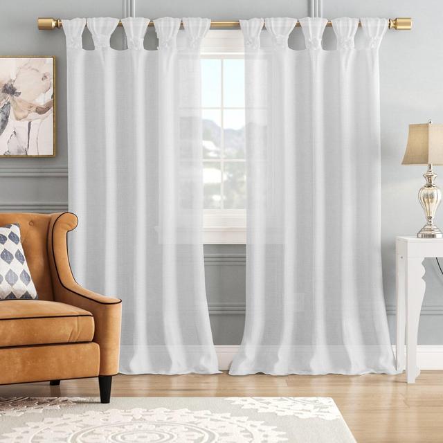 Mysliwiec Floral Twist Synthetic Solid Semi-Sheer Tab Top Single Curtain Panel