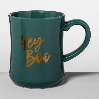 15oz Stoneware Hey Boo Diner Mug Green - Opalhouse™