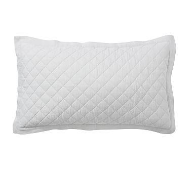 Soft Gray Belgian Flax Linen Diamond Quilted Shams, King