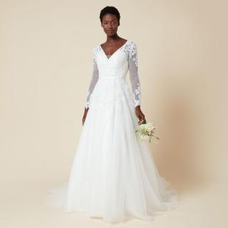 A-Line Long Sleeves Lace And Tulle Wedding Dress LD4432