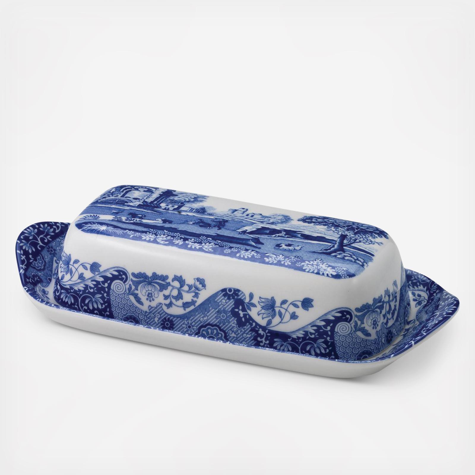 Dish blue. Посуда Spode Blue Italian. Масленка синяя. Сервировочное блюдо хрустальное.