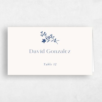 Dusty Cobalt, Blue Wedding Place Card - Hazel