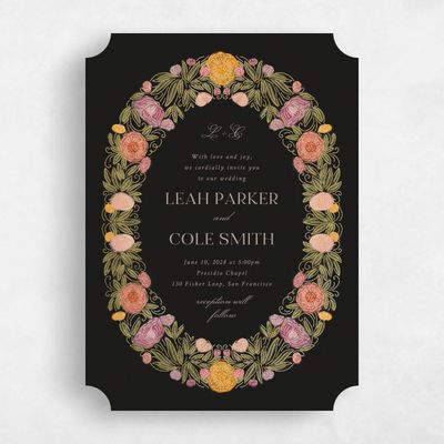 Black Ticket Wedding Invitation - Isolde Portrait Foil