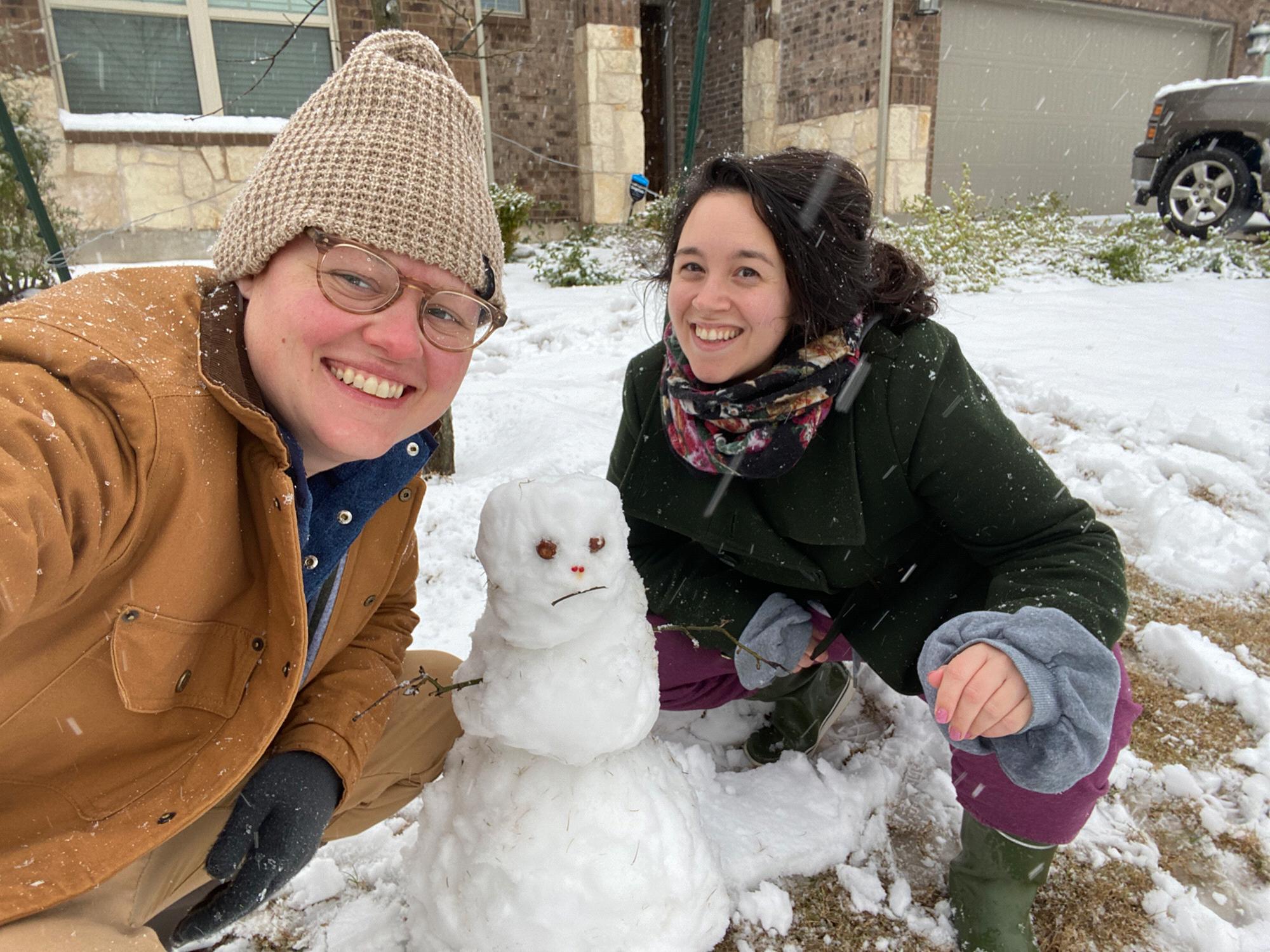 Snovid 2021. We built a snowman! So crazy.