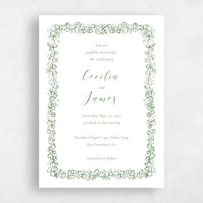 Bright Sage, Green Wedding Invitation - Brier Classic