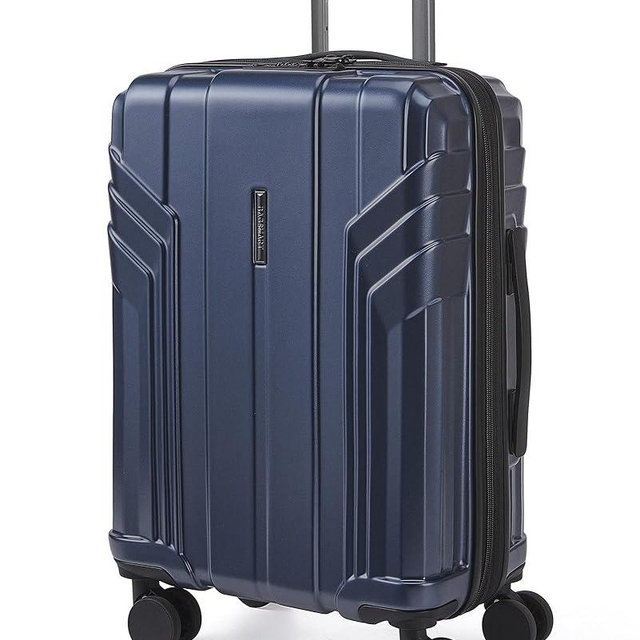 BAGSMART Expandable Carry On Luggage 22x14x9 Airline Approved, 20 Inch Travel Luggage with Spinner Wheels, Lightweight Hard Shell Suitcase Carry on Dark Blue