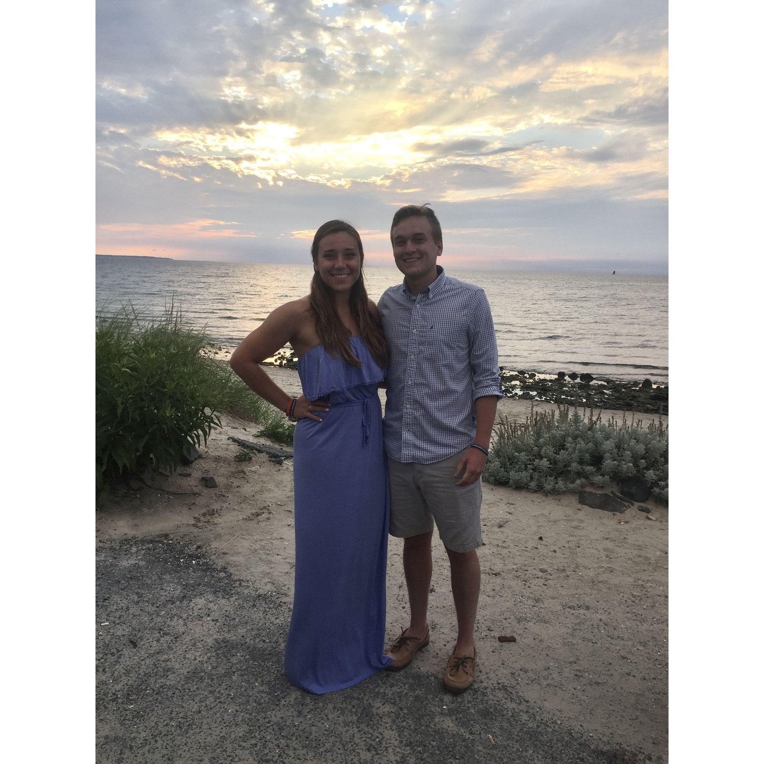 We first said I love you at sunrise in Montauk. In this picture we're at Gosman's Dock for dinner