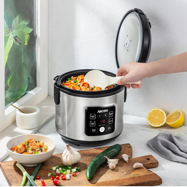 AROMA® CoreCoat™ Digital Rice Cooker & Steamer for Brown Rice with Nonstick Ceramic Coating (8 Cups Cooked, 4 Cups Uncooked)