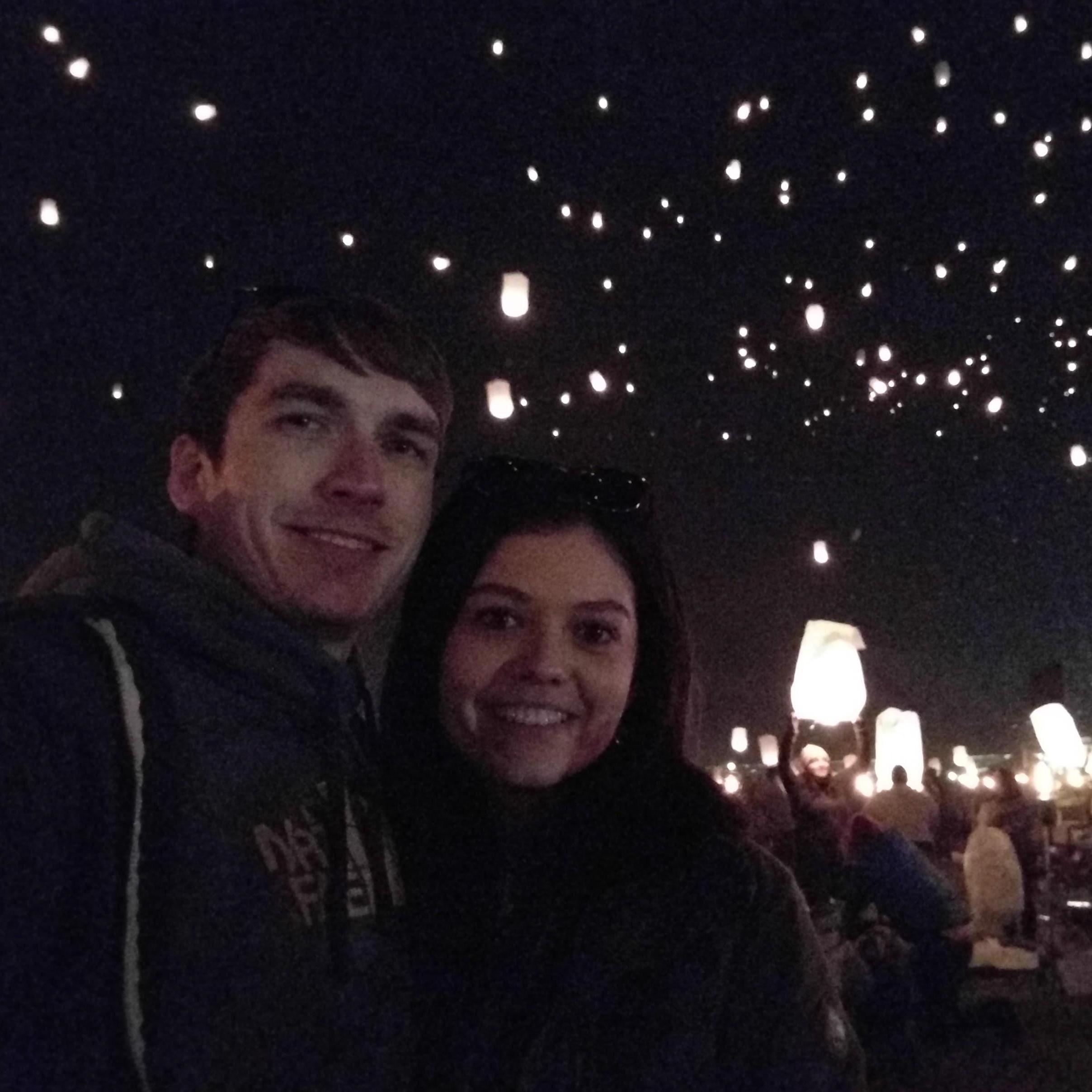 We celebrated our 1 month anniversary at the Lantern Festival. It was magical.