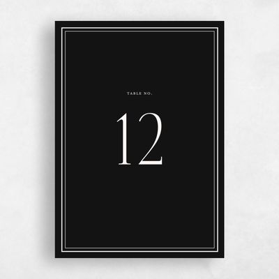 Black Wedding Table Number - Agate