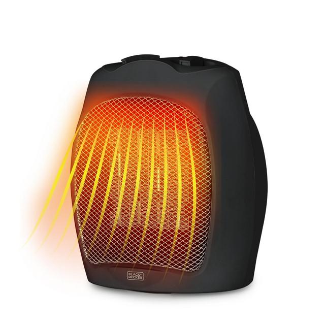 BLACK+DECKER Electric Heater, Portable Heater with 3 Settings, Ceramic Heater for Office, Home or Bedroom, with Adjustable Thermostat Control, Black