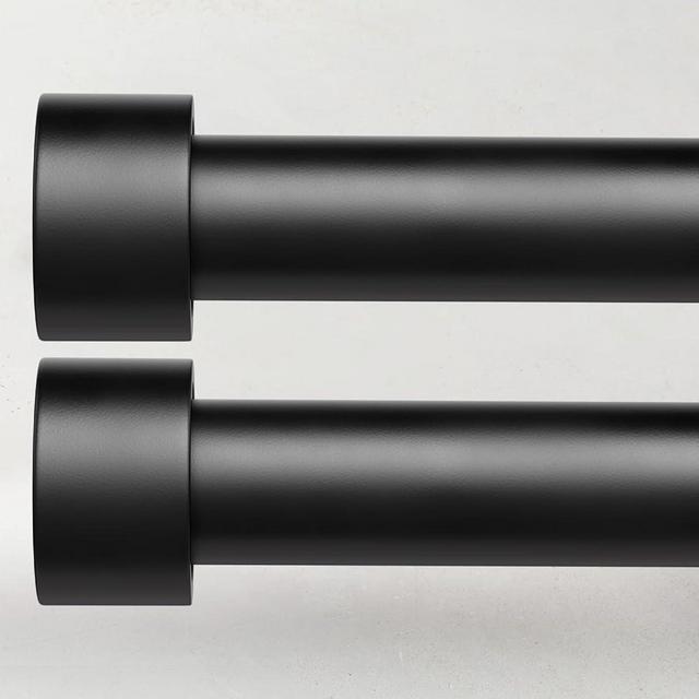2 Pack Curtain Rods for Windows 48 to 84 Inch(4-7ft), 1 Inch Black Curtain Rods Set, Adjustable Heavy Duty Curtain Rod, Outdoor Curtain Rods for Patio Bedroom, Extra Long Drapery Rods, Size 32"- 90"