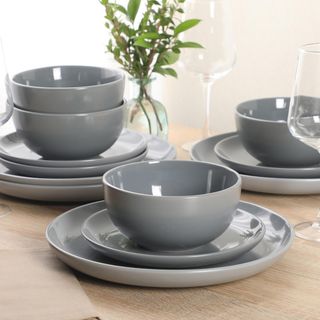 Rockaway 12-Piece Reactive Glaze Dinnerware Set, Service for 4