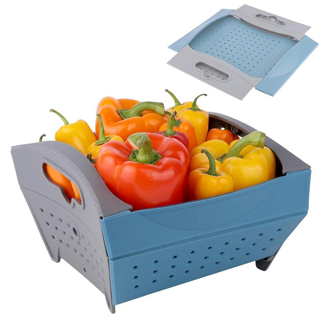 Coghlan's Snapfold Colander – 3-Quart (2.8L) Compact, Collapsible Strainer for Pasta, Vegetables, Fruit, Space-Saving, Self-Standing with Handles, for Camping and Outdoor Kitchens, Standard Size