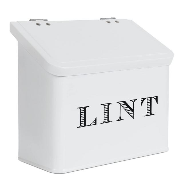 nonacasa Lint Bin for Laundry Room, Magnetic Lint Bins with Lids, Space-Saving Lint Holder for Dryer, Baby Size Magnetic Lint Bin for Laundry Organization. Farmhouse Laundry Room Decor. White.