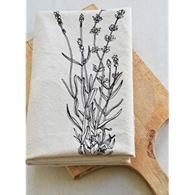 Lavender Flour Sack Towel in Black - Tea Towel - Kitchen Towel - Cotton Dishcloth
