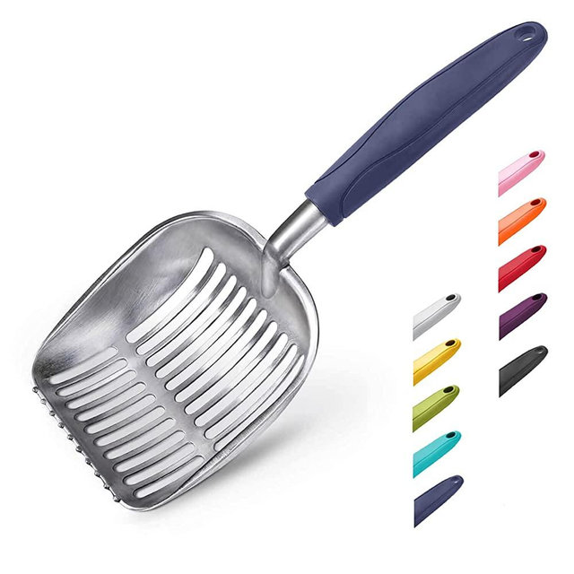 WePet Cat Litter Scoop, Aluminum Alloy Sifter, Kitty Metal Scooper, Deep Shovel, Long Handle, Poop Sifting, Kitten Pooper Lifter, Durable, Heavy Duty, for Litter Box