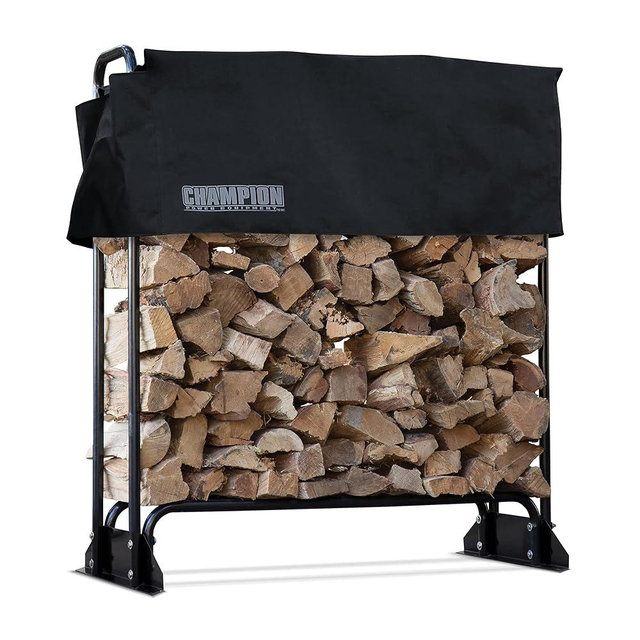 Champion Power Equipment 201163 Inch Firewood Heavy Duty Log, 48" Wood Rack + Cover, Weather Resistant Cover Included