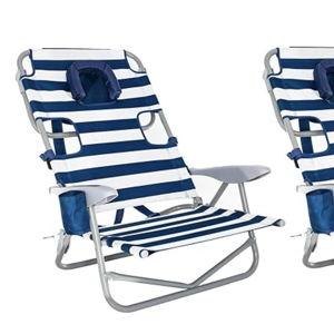 Ostrich On-Your-Back Outdoor Lounge 5 Position Recline Beach Chair (2 Pack)