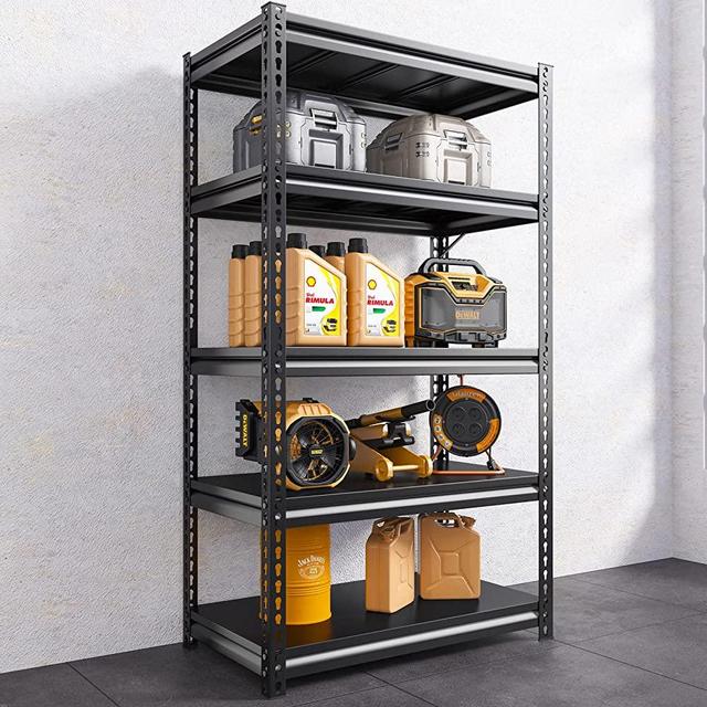 REIBII Garage Shelving Heavy Duty, 72" Garage Storage Shelves Heavy Duty Shelving, Adjustable 5-Tier Metal Shelves for Storage, Garage Shelves, Basement Shelving Utility Shelf Rack, 72"H*31.5"W*16.5"D