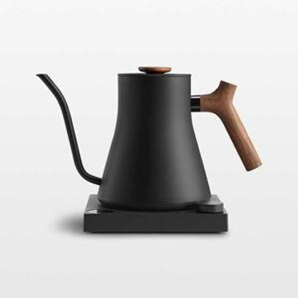 Fellow Stagg EKG Pro Electric Tea Kettle in Matte Black + Walnut | Crate & Barrel