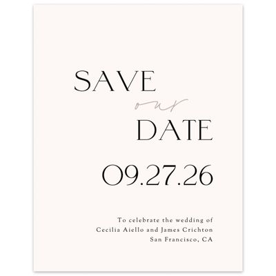 Beige Wedding Digital Save the Date - Santiago Portrait