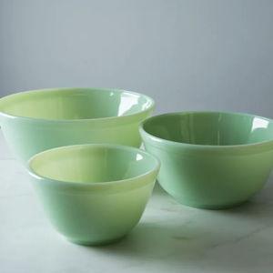 Mosser Glass 3-Piece Colored Glass Mixing Bowl Set, 6 Colors