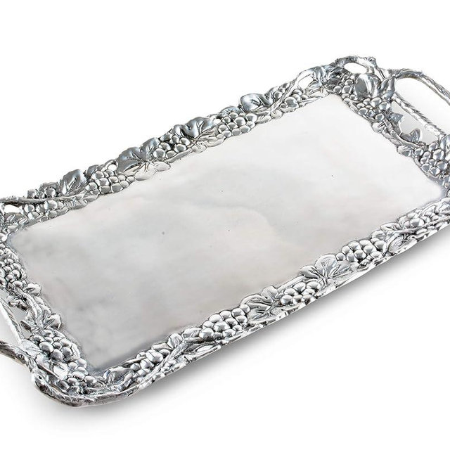 Arthur Court Designs Metal Aluminum Grape Decorative Serve Ware Serving Tray/Platter 21 inch x 10 inch