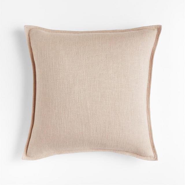 Taupe 20" Laundered Linen Pillow with Feather-Down Insert