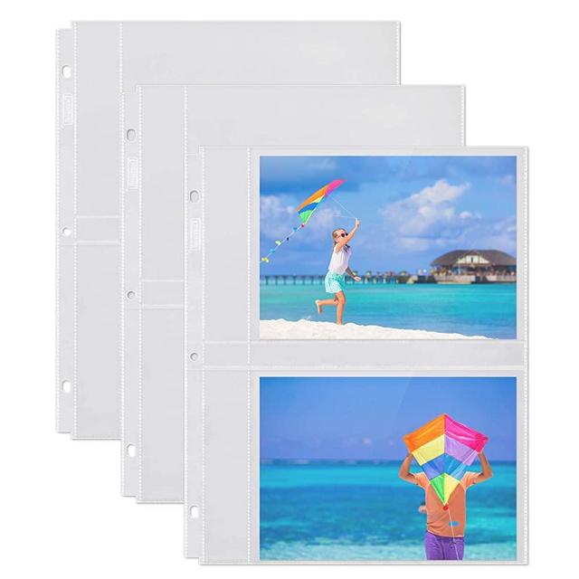 Dunwell 5x7 Photo Sleeve Inserts - (5x7, 100 Pack), for 400 Pictures, 3-Ring Binder Photo Pockets, 2-Pocket Photo Page Holds Four 5 x 7 Pictures, Photo Protectors, Archival Photo Sleeves