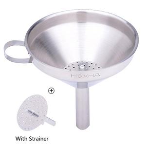 Stainless Steel Kitchen Funnel with Removable Strainer/Filter for Essential/Cooking Oils, Flask Metal Funnel for Transferring of Liquid, Fluid, Dry Ingredients & Powder, 5- Inch,Silver - HOXHA