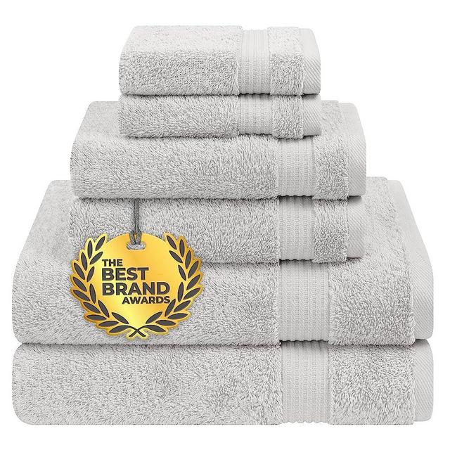 Cotton Paradise 6 Piece Towel Set, 100% Turkish Cotton Soft Absorbent Towels for Bathroom, 2 Bath Towels 2 Hand Towels 2 Washcloths, Silver Gray Towel Set