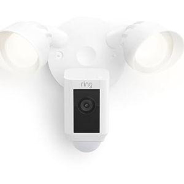 Ring Floodlight Cam Wired Plus (newest model), Outdoor home or business security with motion-activated 1080p HD video and floodlights, White