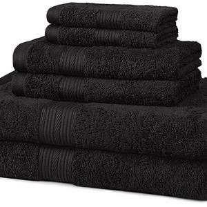 AmazonBasics Fade-Resistant Towel Set 6-Piece, Black