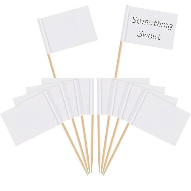 100 Pieces Blank Toothpick Flags Cheese Markers Food Labels for Party Buffet Cheese Labels for Charcuterie Board Accessories Flag Toothpicks for Appetizers